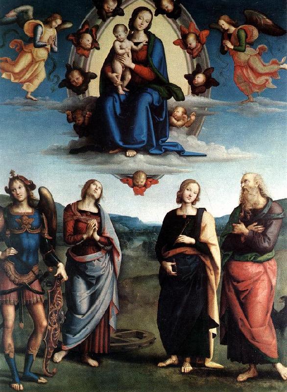 PERUGINO, Pietro Madonna in Glory with the Child and Saints f